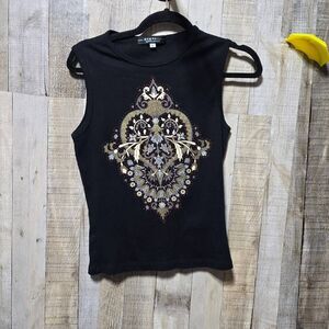 Rampage Vintage Y2K Black Whimsygoth Graphic Tank Top